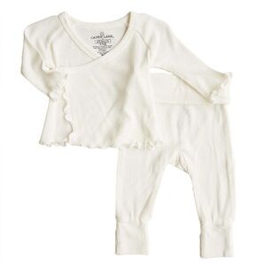 Caden Lane 2PC WAFFLE CROSSOVER TOP & BOTTOM  - Almond 3-6 months